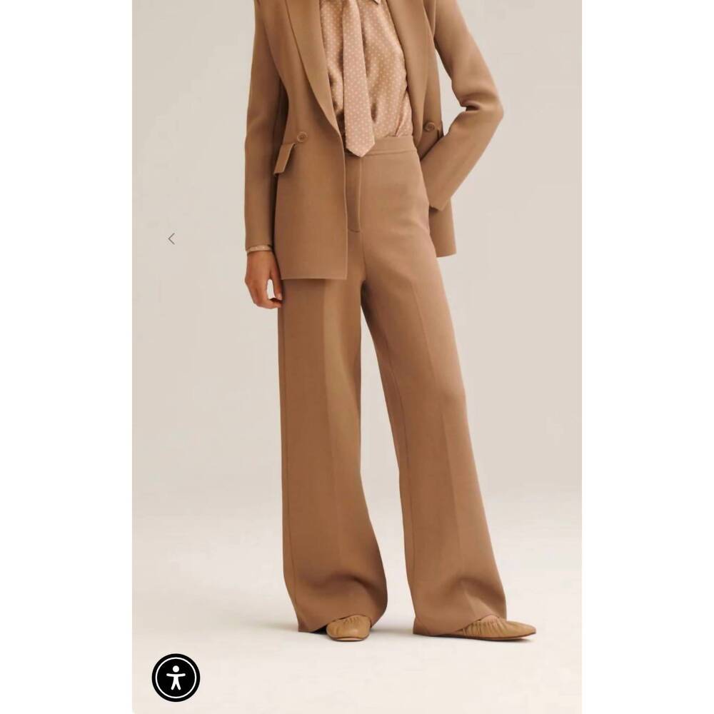 NEW SCANLAN THEODORE crepe knit trousers in camel
